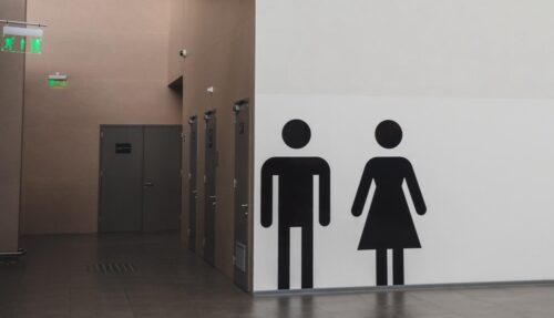 Gender neutral restroom entrance